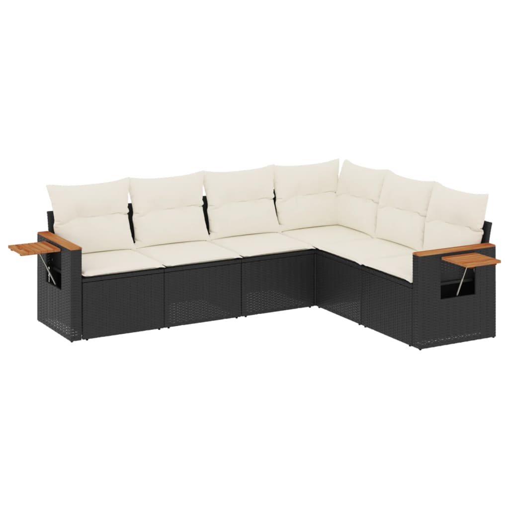 Set Divano da Giardino 6 pz Nero in Polyrattan Modulare