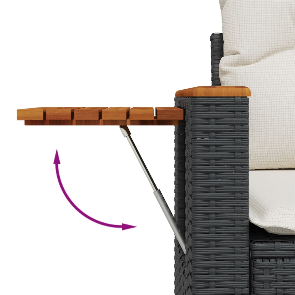 Set Divano da Giardino 6 pz Nero in Polyrattan Modulare