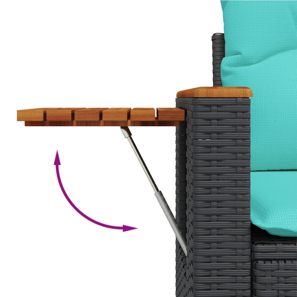 Set Divani da Giardino 6 pz con Cuscini Nero in Polyrattan