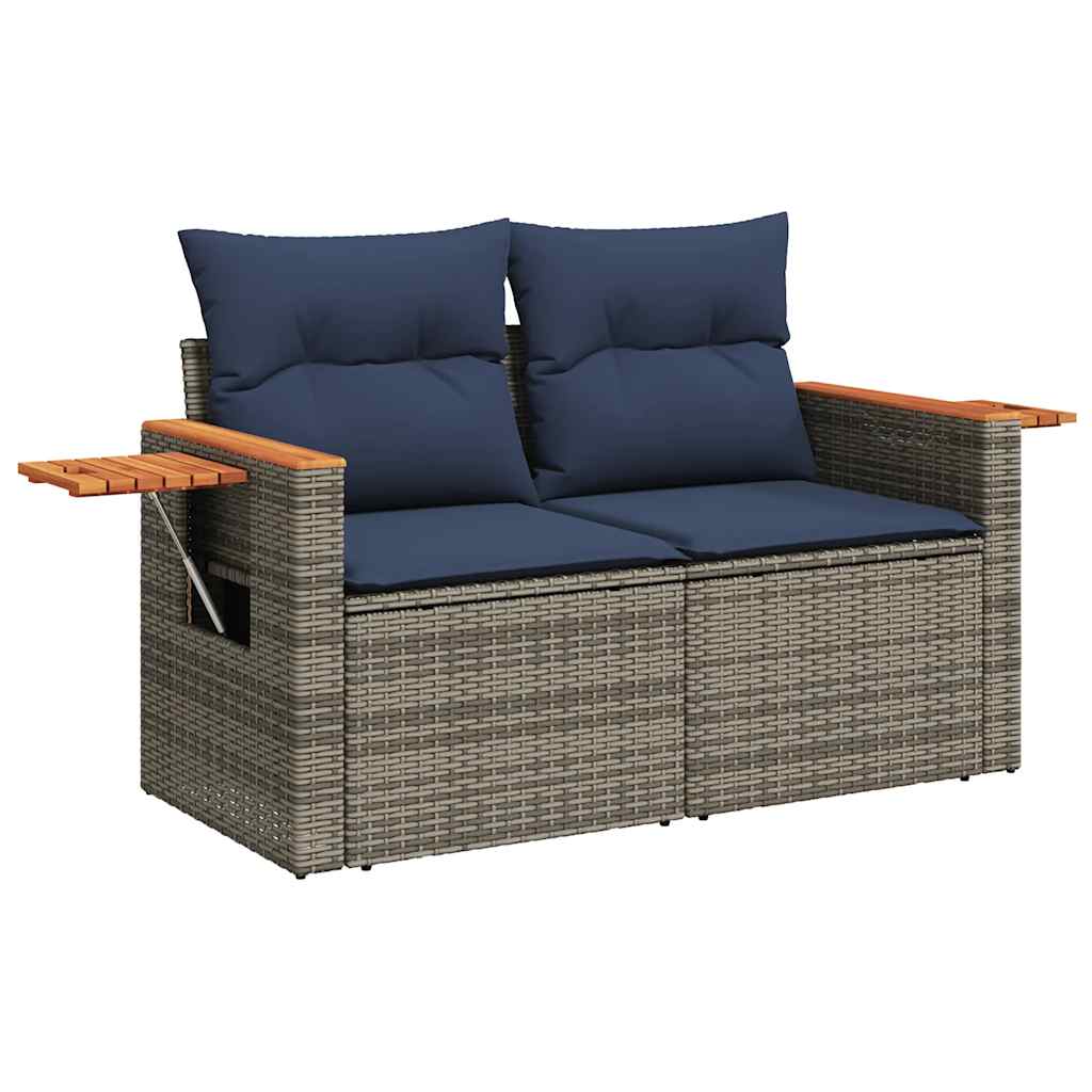 Set Divani da Giardino 6 pz con Cuscini Grigio in Polyrattan