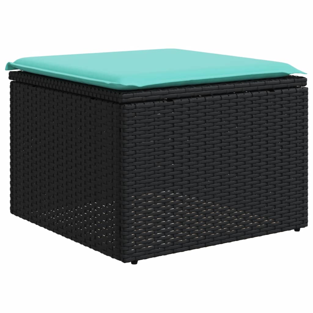 Set Divani da Giardino 6 pz con Cuscini Nero in Polyrattan
