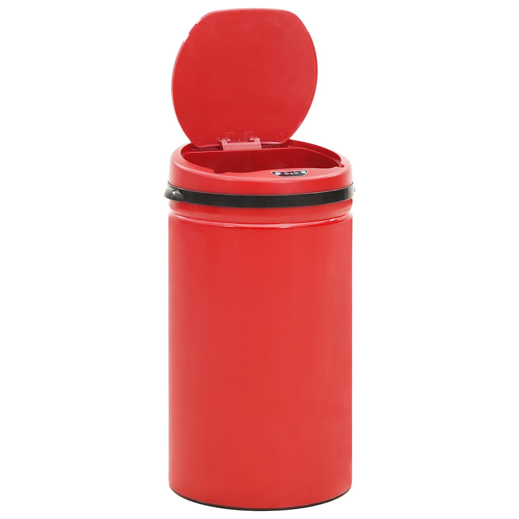 Pattumiera Automatica con Sensore 50L Acciaio al Carbonio Rosso