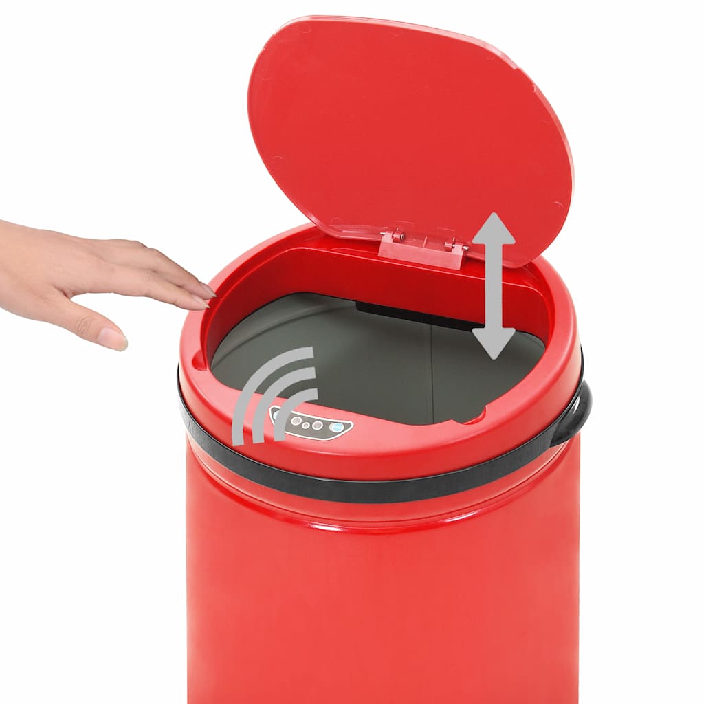 Pattumiera Automatica con Sensore 50L Acciaio al Carbonio Rosso