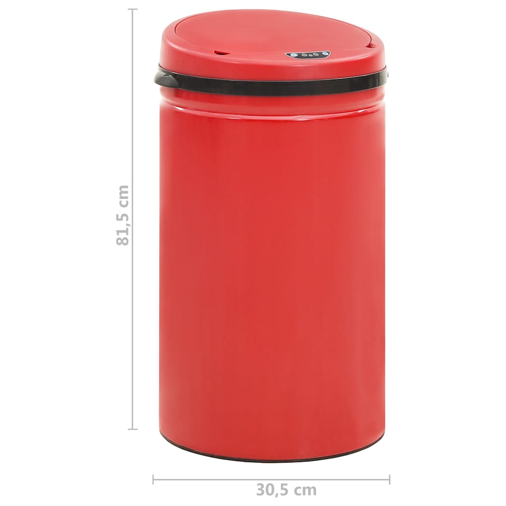 Pattumiera Automatica con Sensore 50L Acciaio al Carbonio Rosso