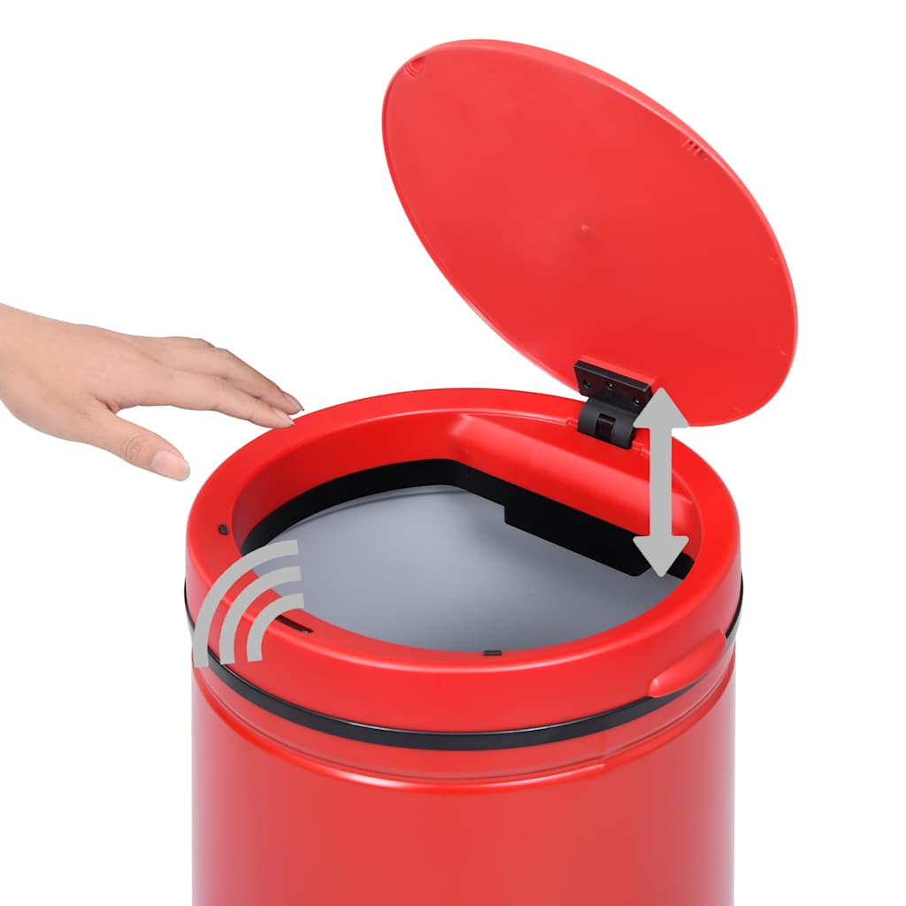 Pattumiera Automatica con Sensore 60L Acciaio al Carbonio Rosso