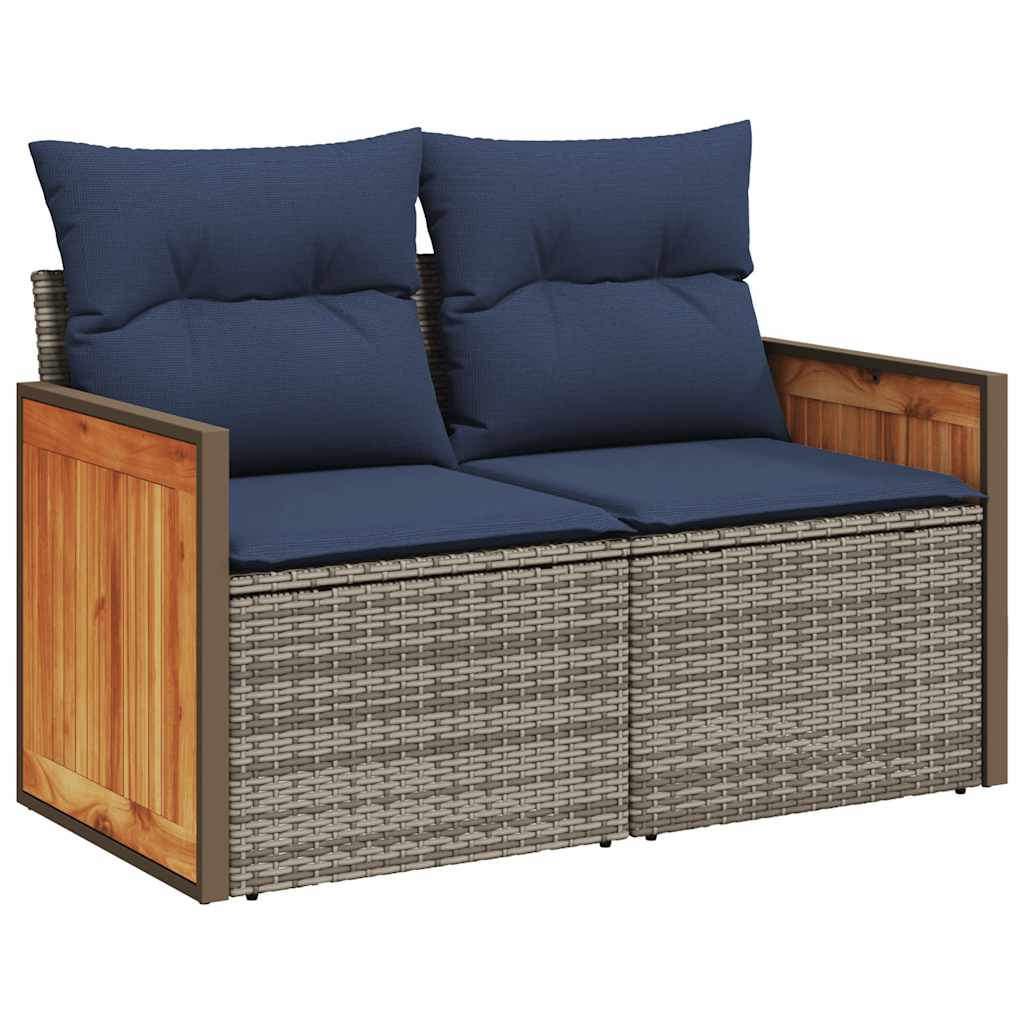 Set Divani da Giardino 6 pz con Cuscini Grigio in Polyrattan