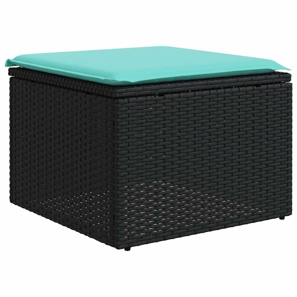 Set Divani da Giardino 7 pz con Cuscini Nero in Polyrattan