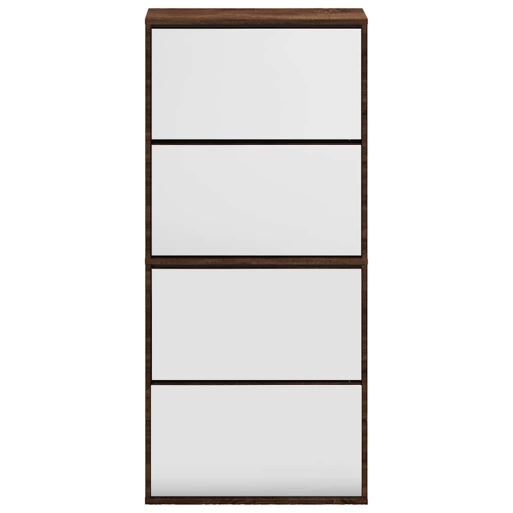 Scarpiera con Specchio a 4 Livelli Rovere Marrone 63x17x134 cm