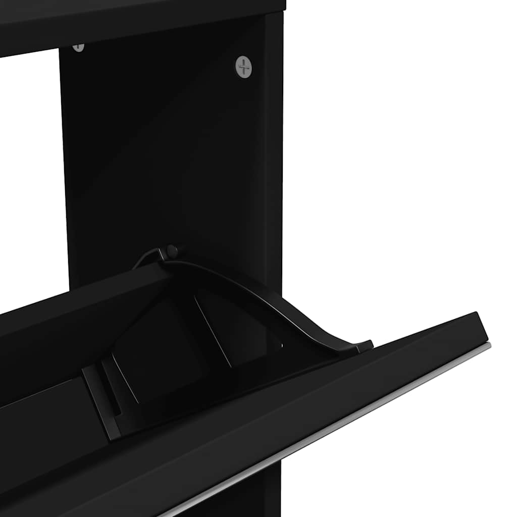 Scarpiera con Specchio a 5 Livelli Nera 63x17x169,5 cm