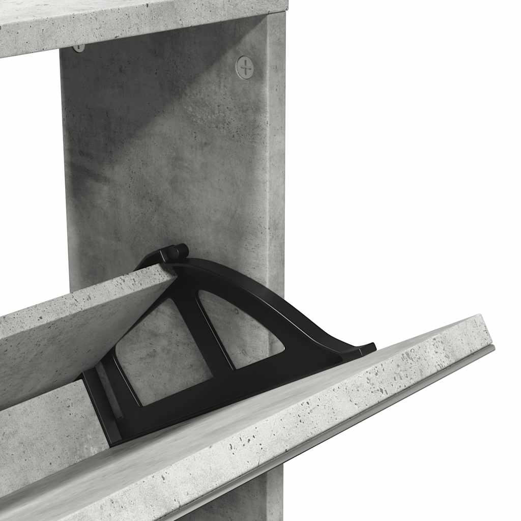 Scarpiera con Specchio a 5 Livelli Grigio Cemento 63x17x169,5cm