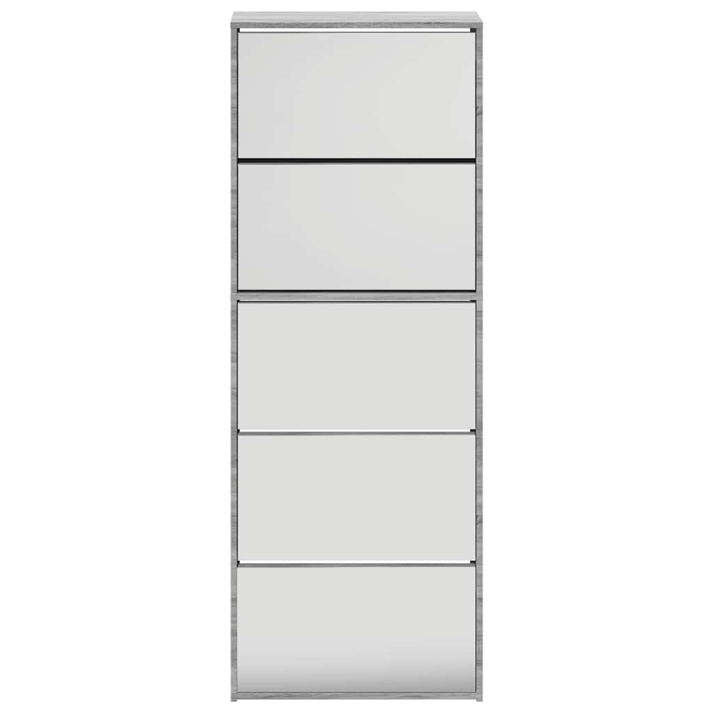 Scarpiera con Specchio a 5 Livelli Grigio Sonoma 63x17x169,5 cm