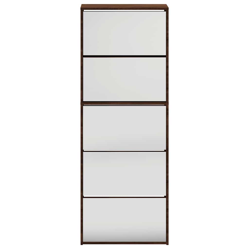Scarpiera con Specchio a 5 Livelli Rovere Marrone 63x17x169,5cm