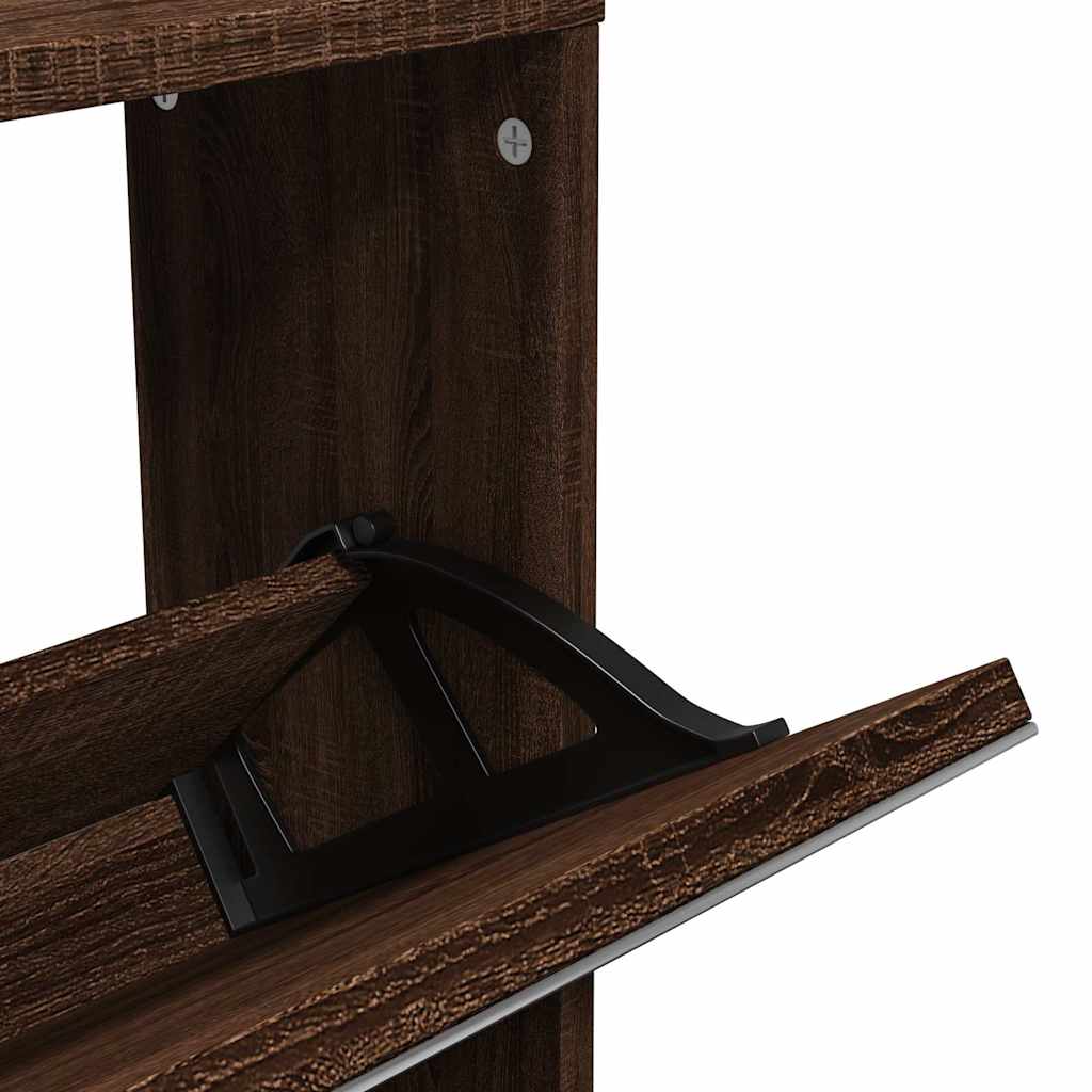 Scarpiera con Specchio a 5 Livelli Rovere Marrone 63x17x169,5cm