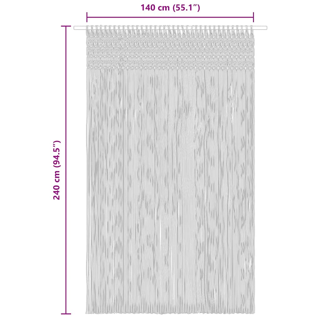 Tenda Macramè Grigio Talpa 140x240 cm in Cotone