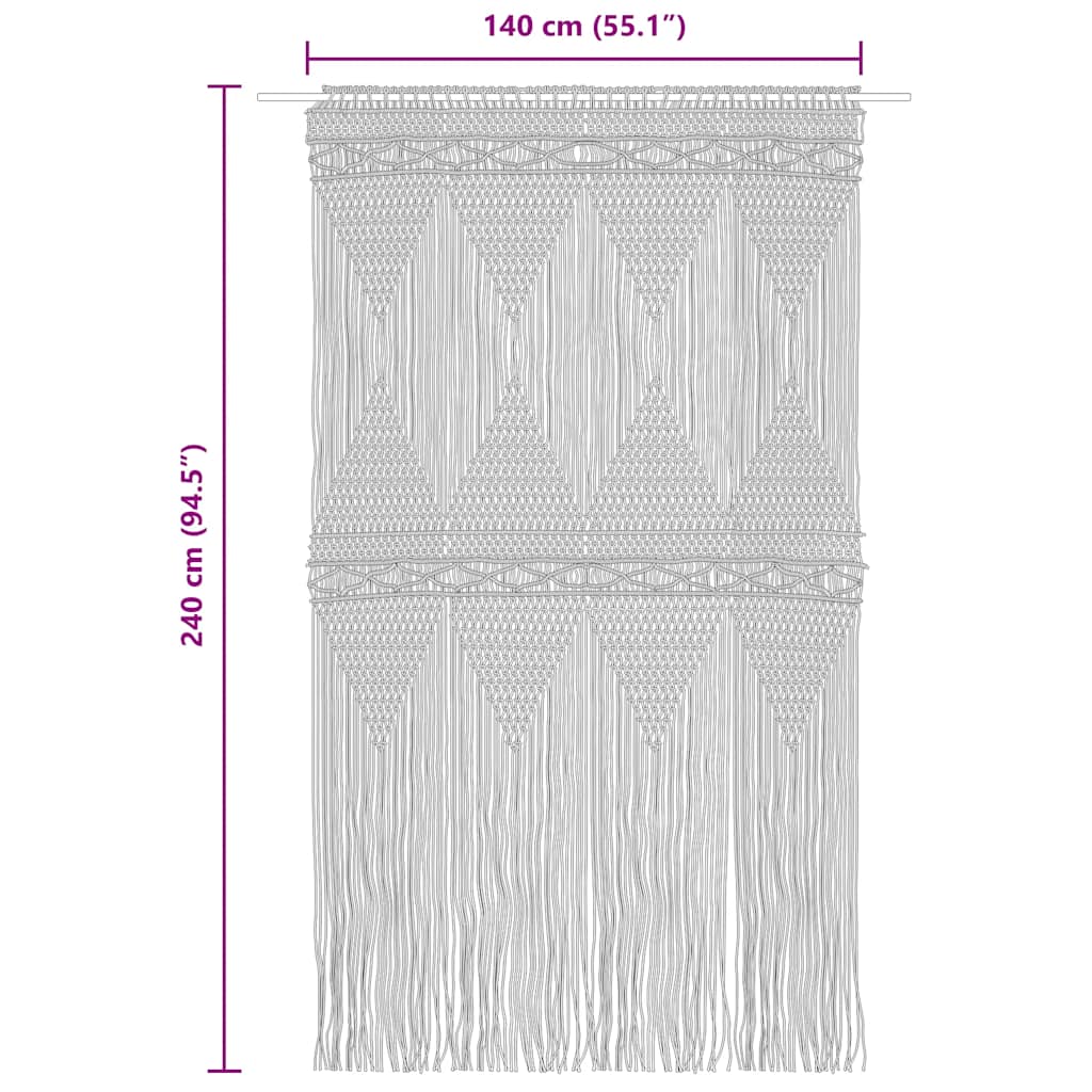 Tenda Macramè Antracite 140x240 cm in Cotone