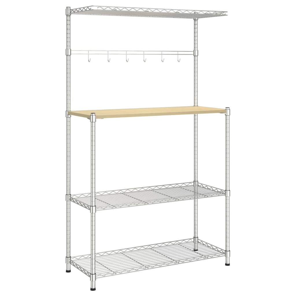 Scaffale Forno a Microonde 4 Ripiani 90x35x150cm Ferro Cromato