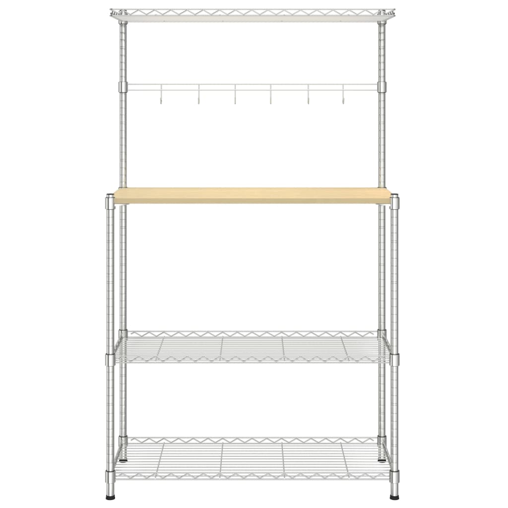 Scaffale Forno a Microonde 4 Ripiani 90x35x150cm Ferro Cromato