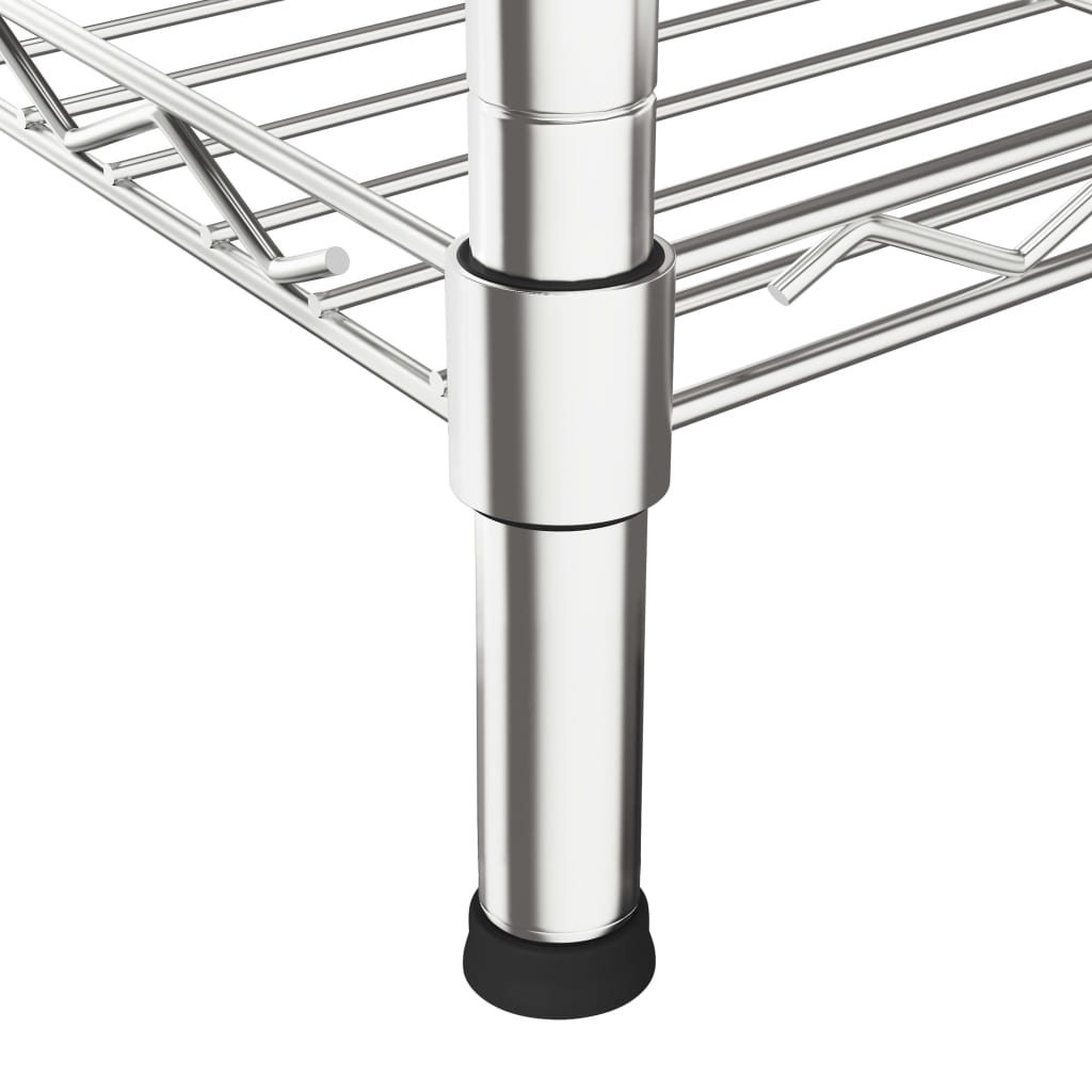 Scaffale Forno a Microonde 4 Ripiani 90x35x150cm Ferro Cromato