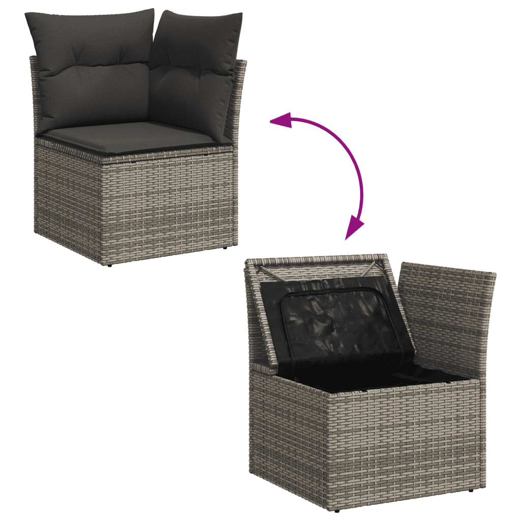 Set Divano da Giardino 5 pz con Cuscini Grigio in Polyrattan