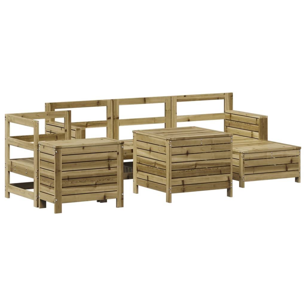 Set Divani da Giardino 7 pz in Legno Impregnato di Pino