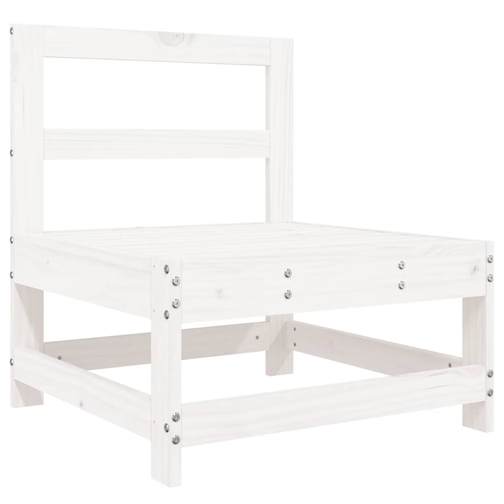 Set Divani da Giardino 7 pz Bianco in Legno Massello di Pino