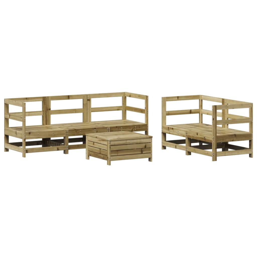 Set Divani da Giardino 6 pz in Legno Impregnato di Pino