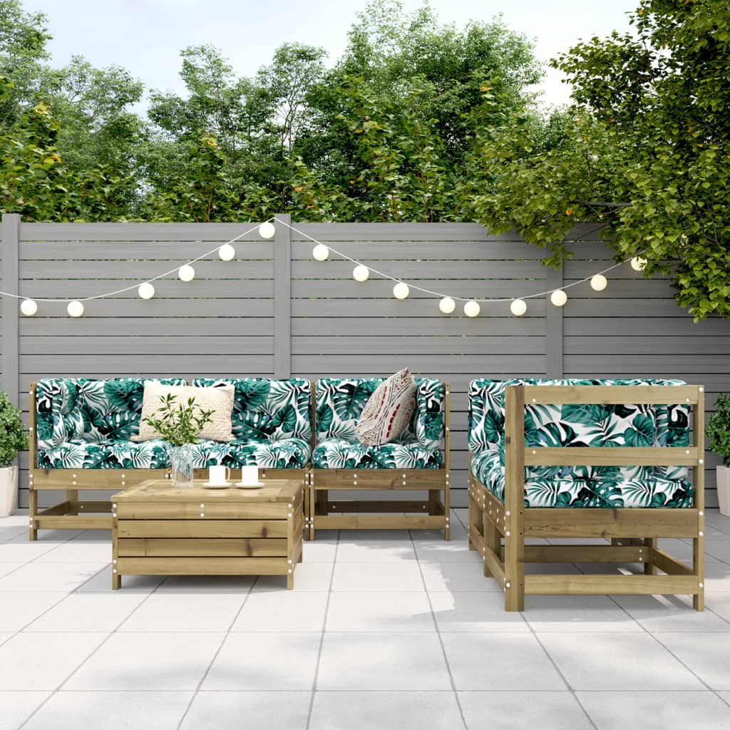 Set Divani da Giardino 6 pz in Legno Impregnato di Pino