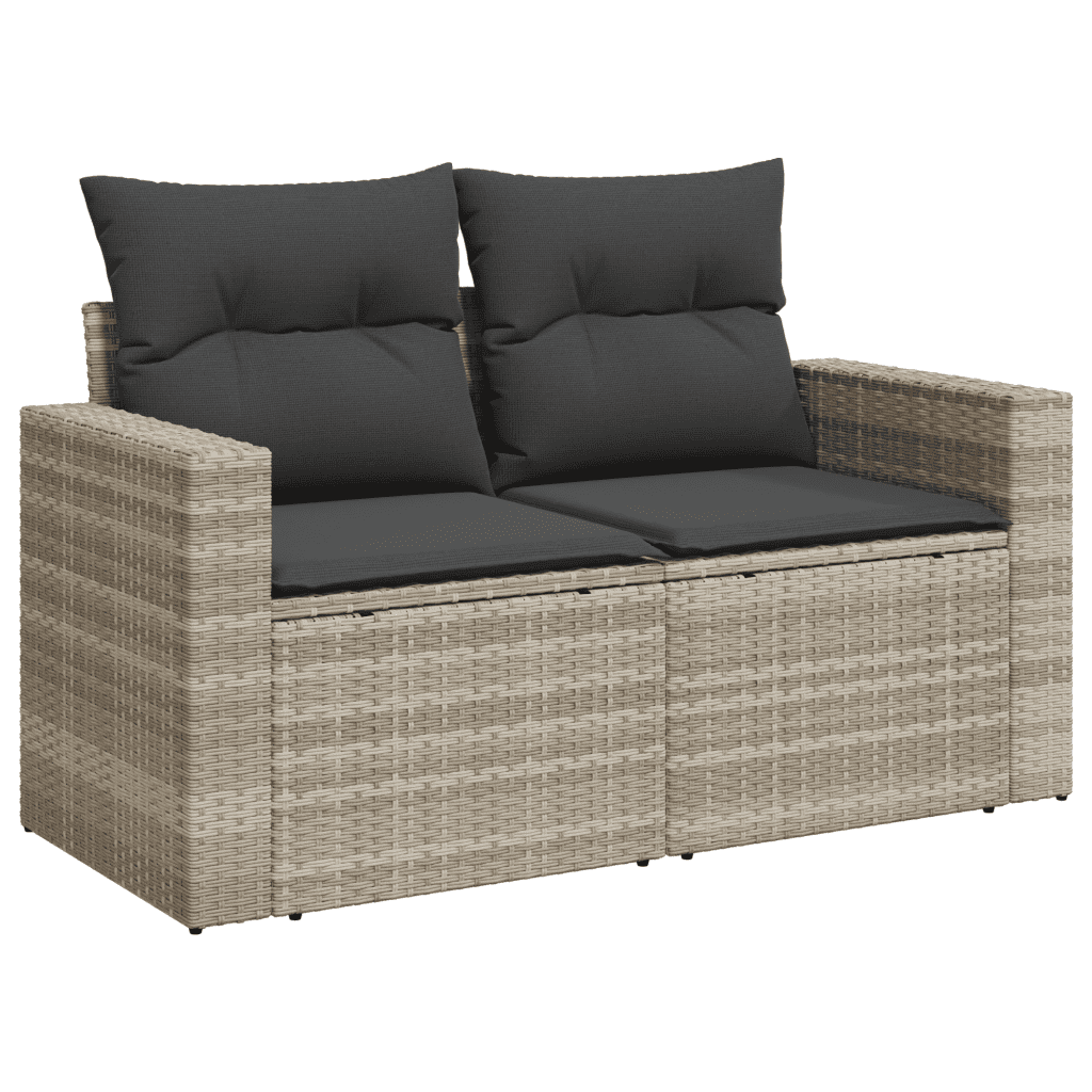 Set Divano da Giardino 6pz con Cuscini Grigio Chiaro Polyrattan