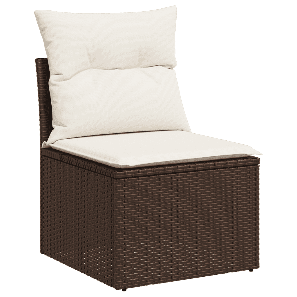 Set Divani da Giardino 6 pz con Cuscini Marrone in Polyrattan