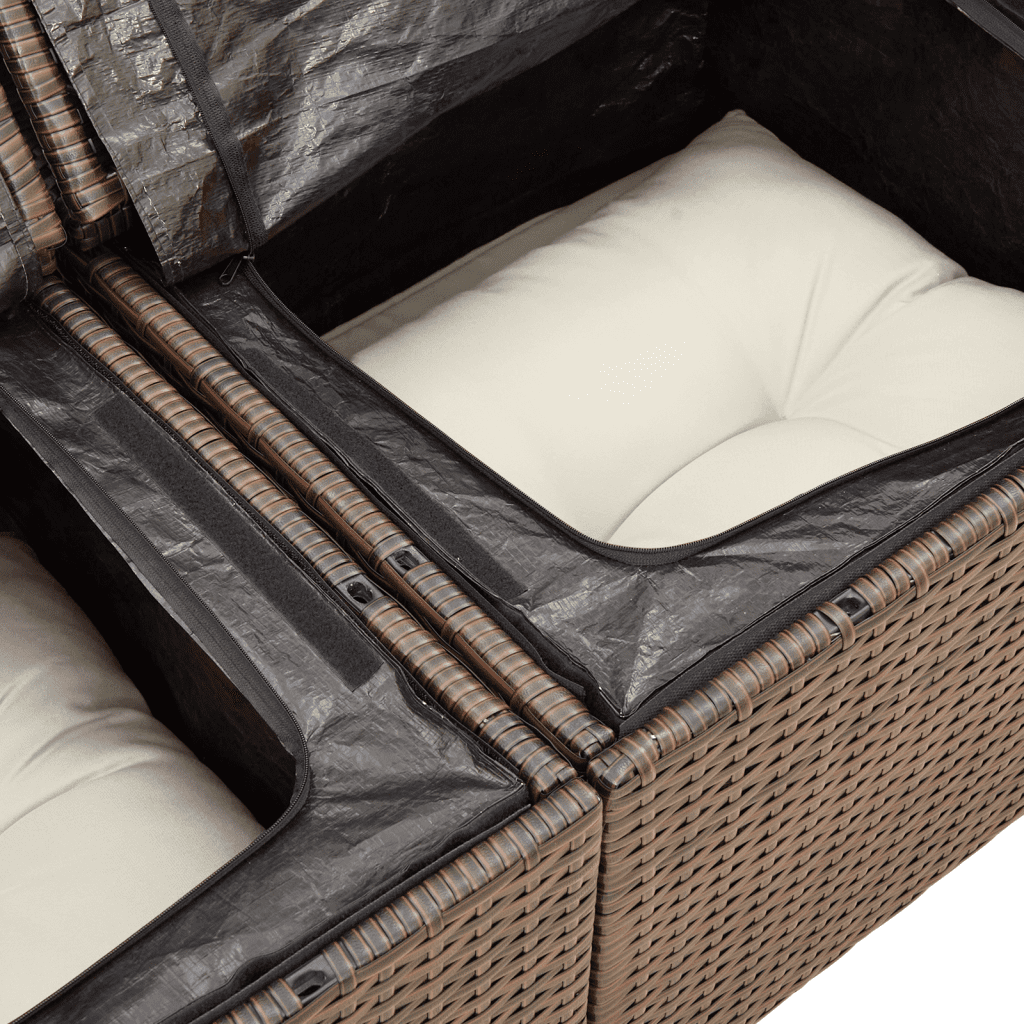 Set Divani da Giardino 6 pz con Cuscini Marrone in Polyrattan