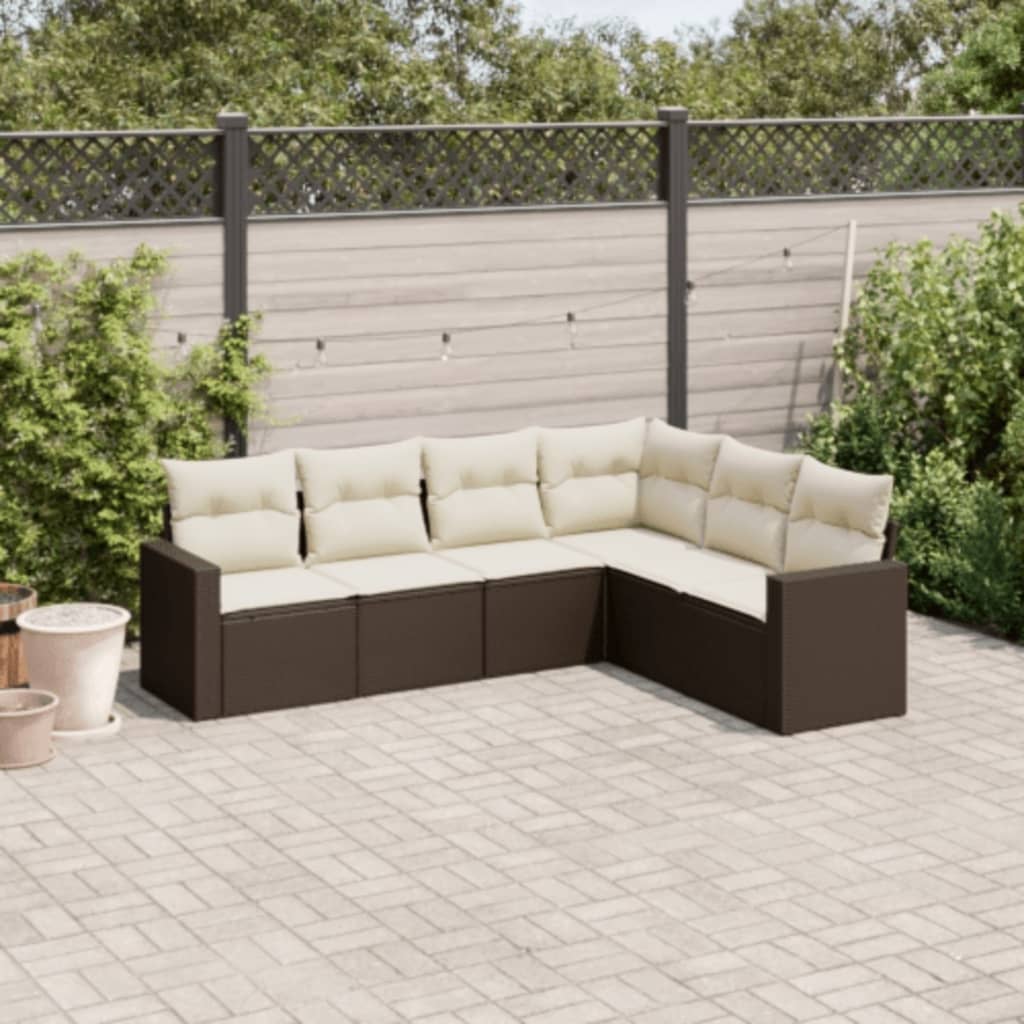 Set Divano da Giardino 6 pz Marrone in Polyrattan