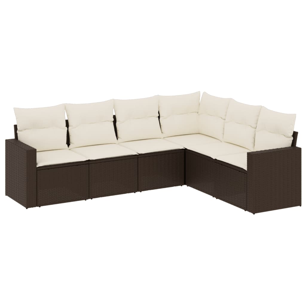 Set Divano da Giardino 6 pz Marrone in Polyrattan