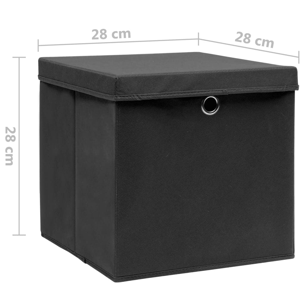 Contenitori con Coperchi 10 pz 28x28x28 cm Nero