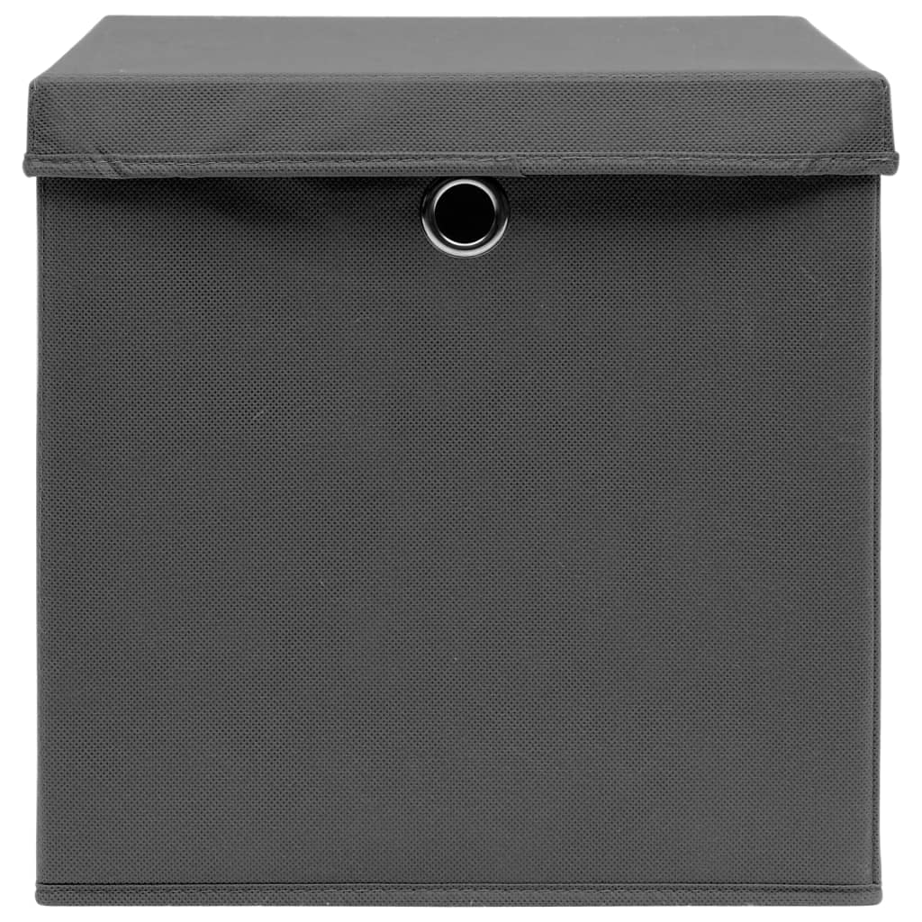 Contenitori con Coperchi 10 pz 28x28x28 cm Grigio