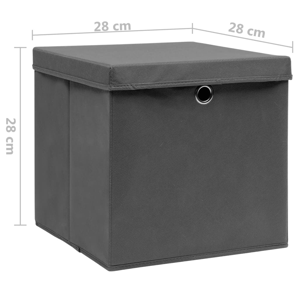 Contenitori con Coperchi 10 pz 28x28x28 cm Grigio