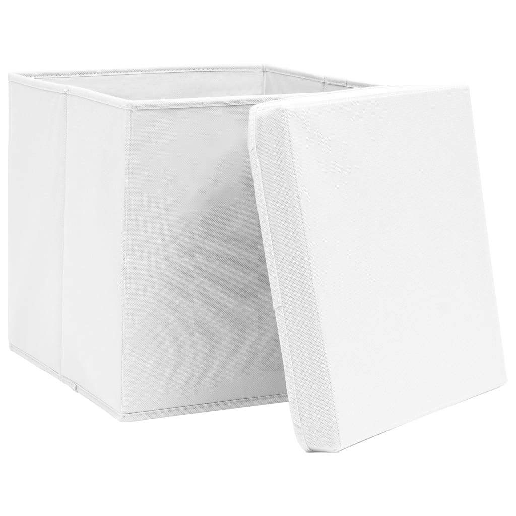 Contenitori con Coperchi 4 pz 28x28x28 cm Bianco
