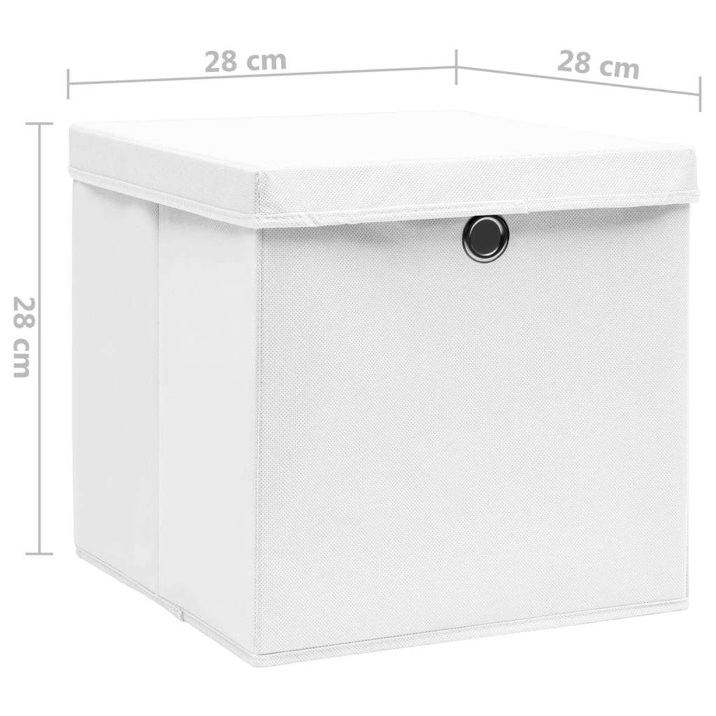 Contenitori con Coperchi 4 pz 28x28x28 cm Bianco