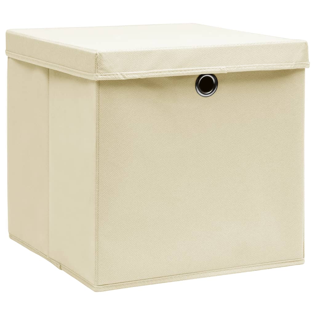 Contenitori con Coperchi 4 pz 28x28x28 cm Crema