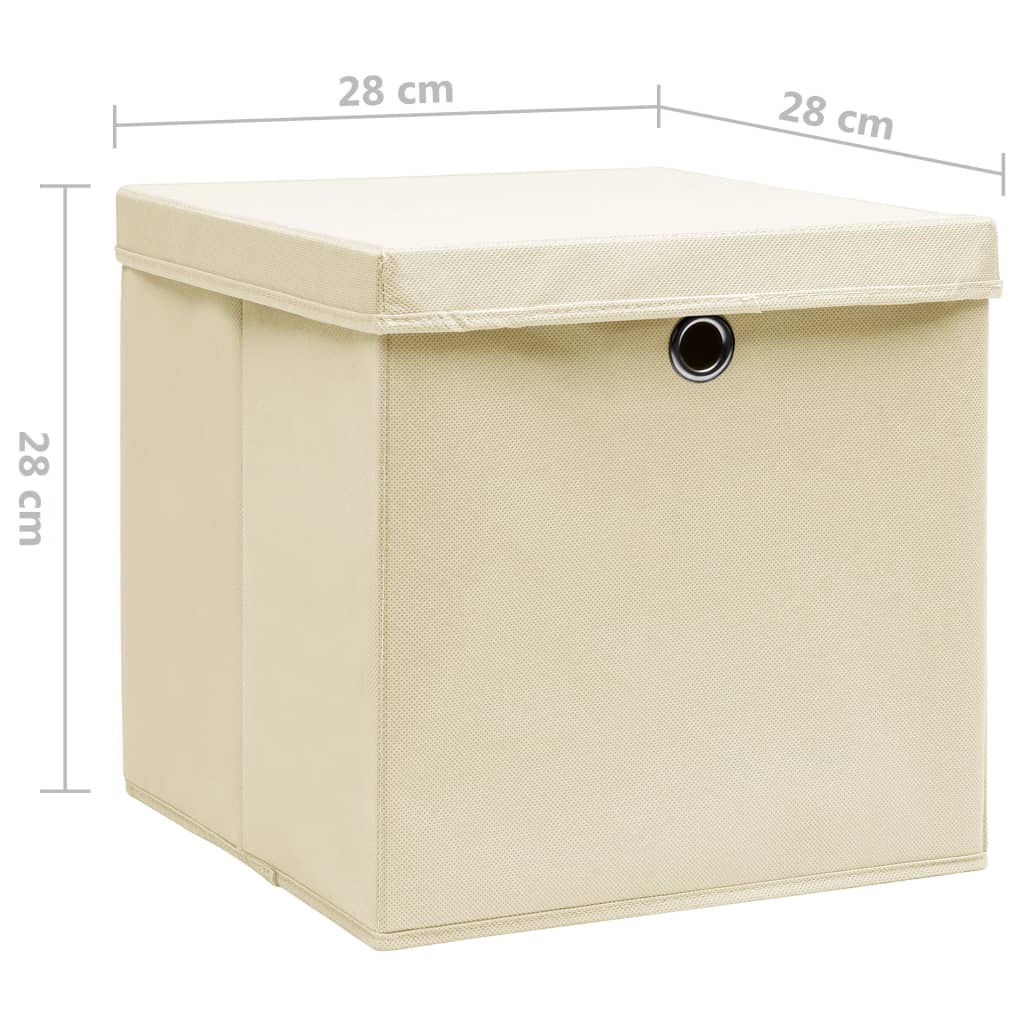 Contenitori con Coperchi 4 pz 28x28x28 cm Crema