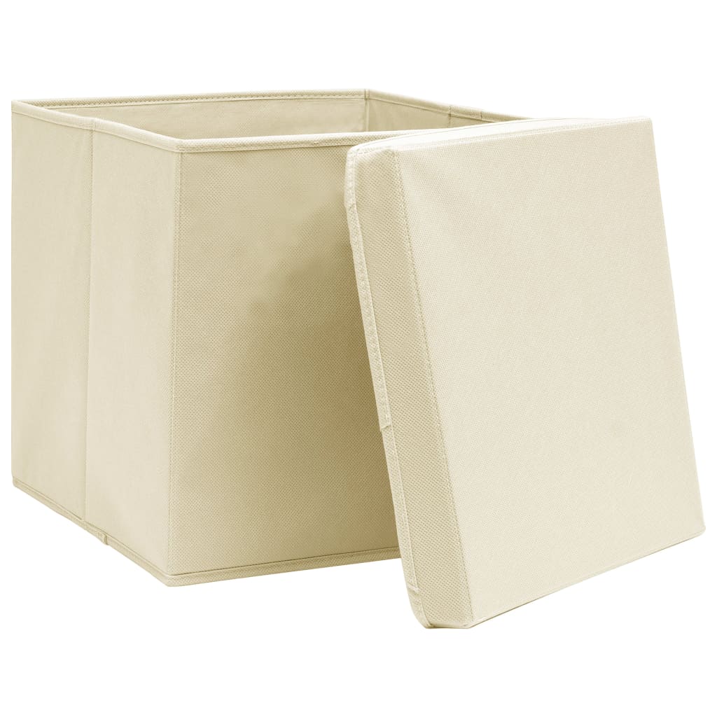 Contenitori con Coperchi 10 pz 28x28x28 cm Crema