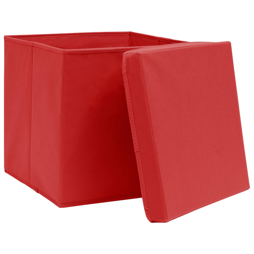 Contenitori con Coperchi 4 pz 28x28x28 cm Rosso