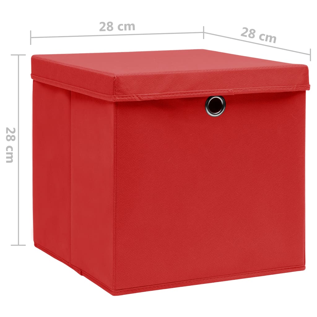 Contenitori con Coperchi 4 pz 28x28x28 cm Rosso