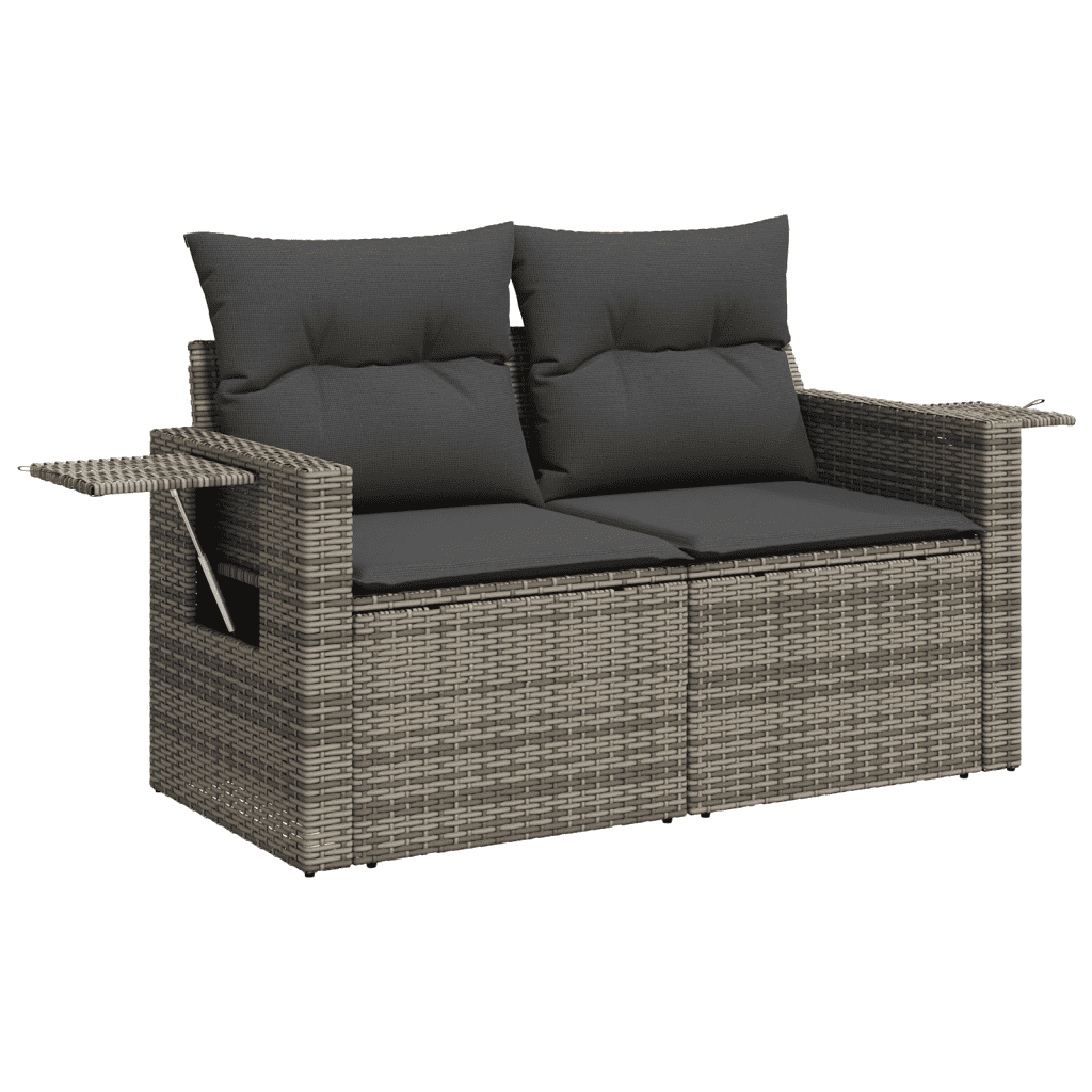 Set Divani da Giardino 5 pz con Cuscini Grigio in Polyrattan