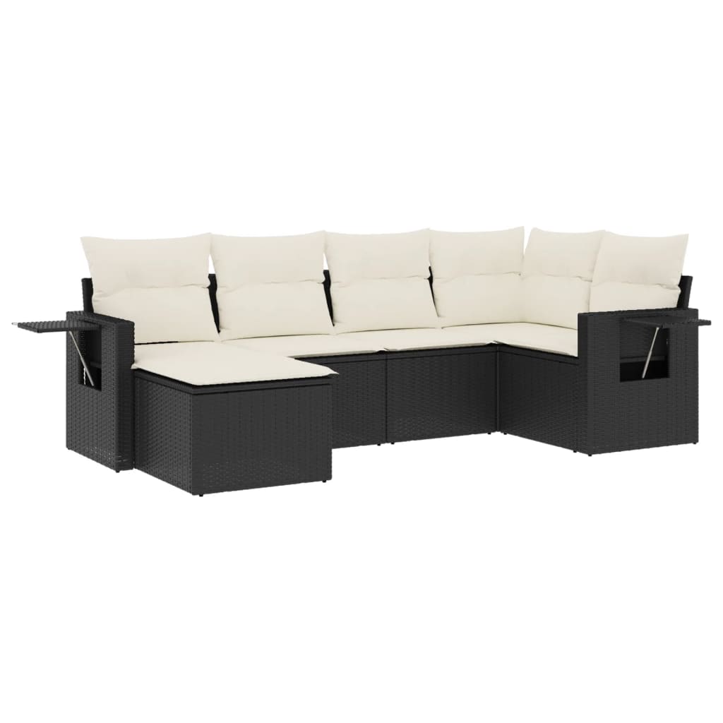 Salotto da Giardino 6 pz Nero in Polyrattan con Cuscini Sfoderabili 3