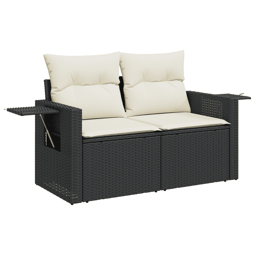 Salotto da Giardino 6 pz Nero in Polyrattan con Cuscini Sfoderabili 3