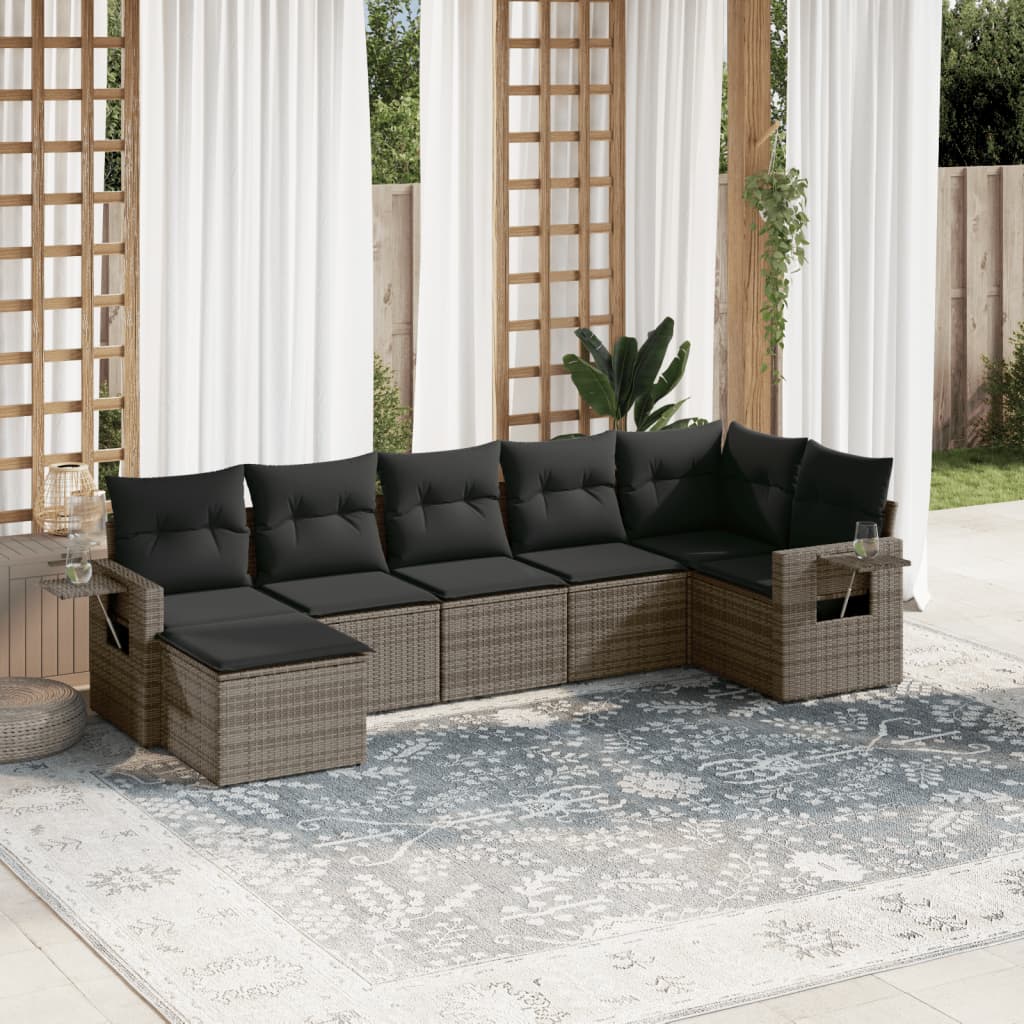 Salotto da Giardino 7 pz in Polyrattan Grigio Modulare