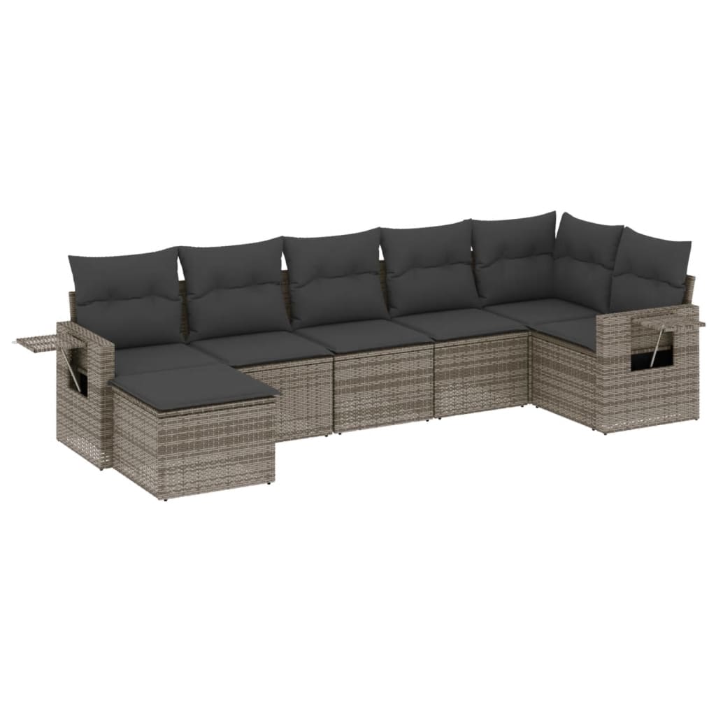 Salotto da Giardino 7 pz in Polyrattan Grigio Modulare