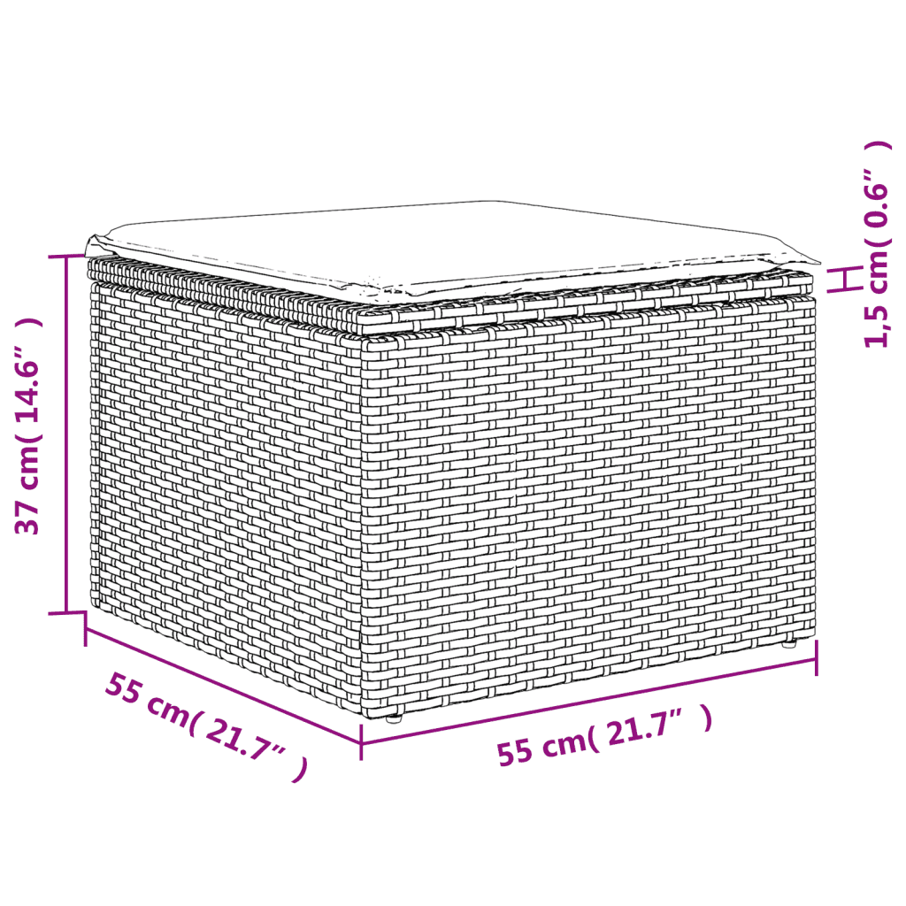 Set Divani da Giardino con Cuscini 7pz Nero Polyrattan