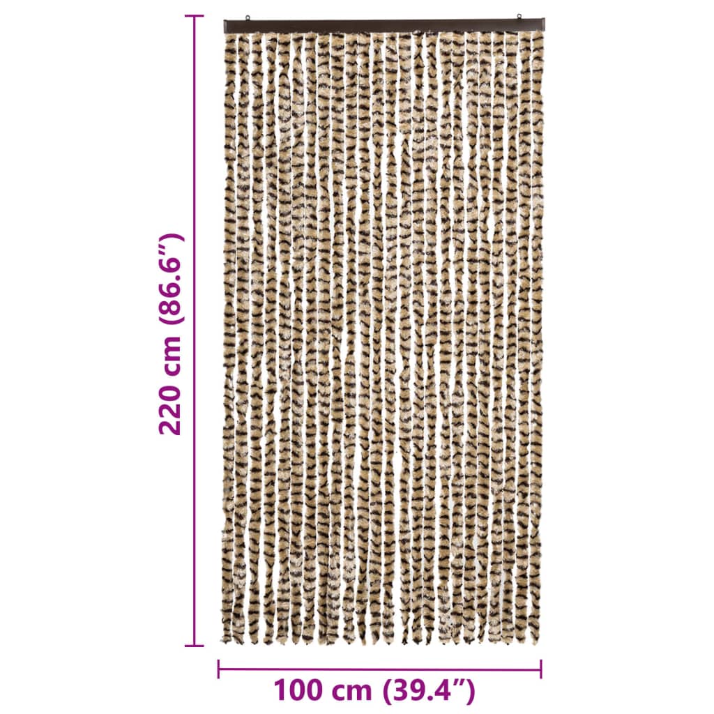 Zanzariera Beige e Marrone 100x220 cm Ciniglia