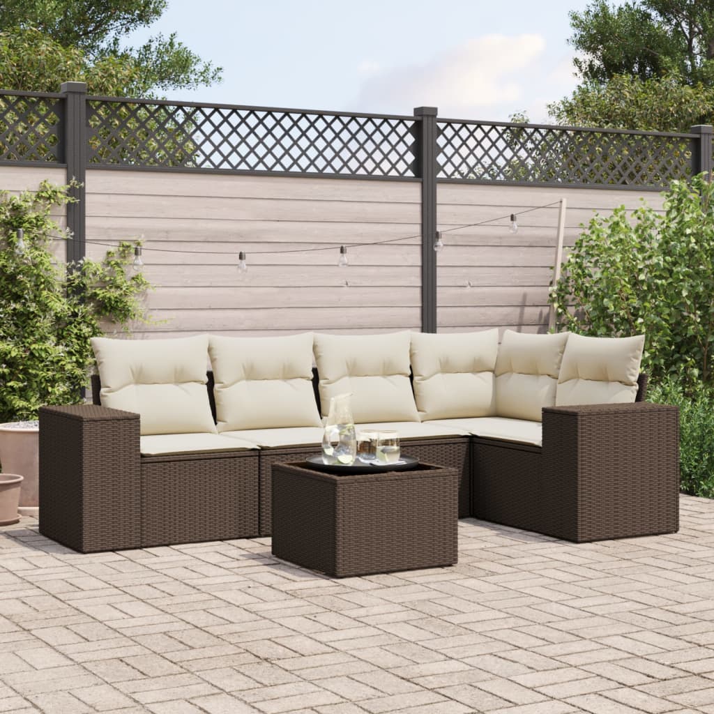Salotto da Giardino Marrone in Polyrattan, 6 pezzi